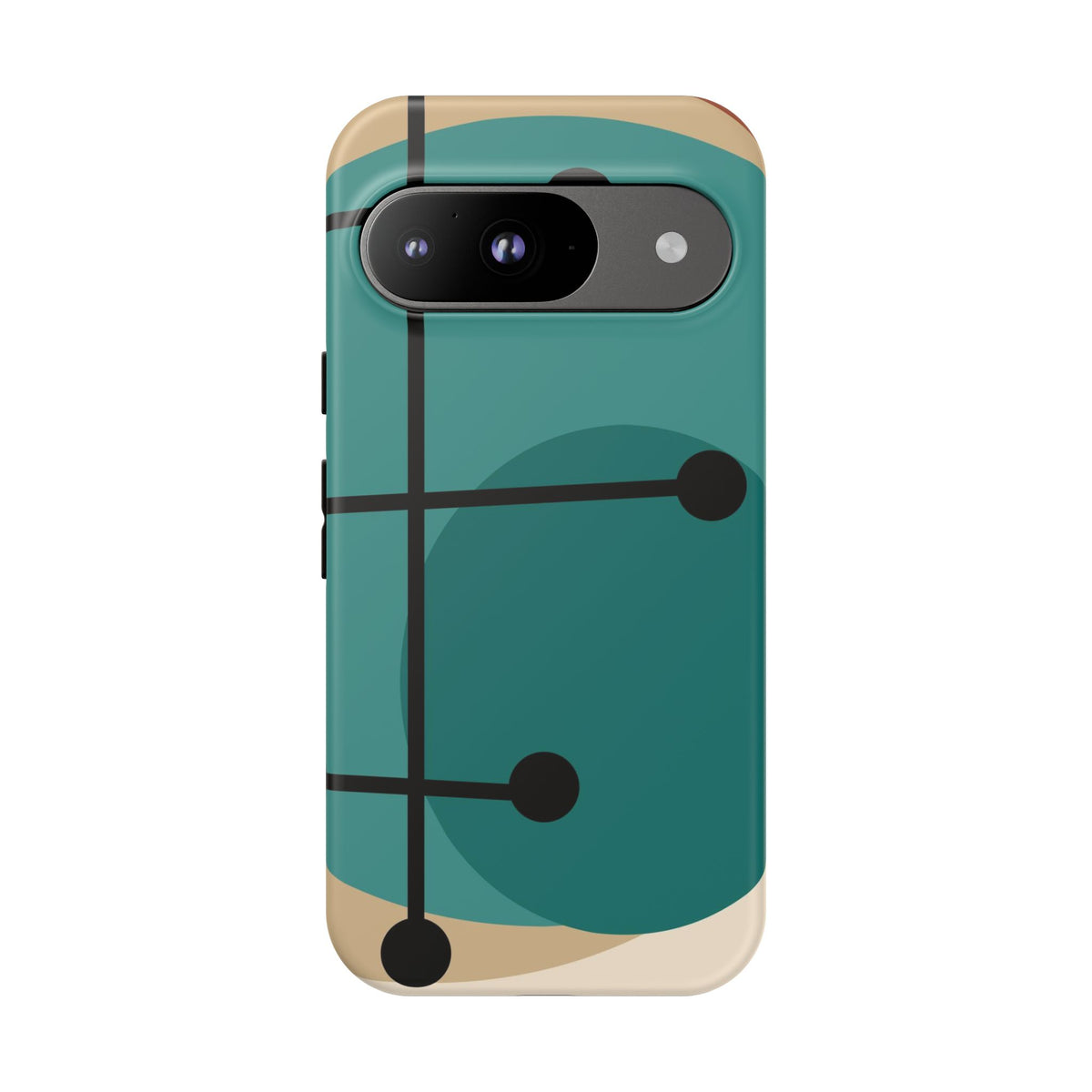 Mid Century Mod, Geometric, Retro Beige Teal Blue, Smart Phones Tough Phone Cases