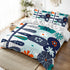 Scandinavian Floral Mid Century Modern Nordic Danish Blue, Teal Orange Queen Duvet Cover Set - Mid Century Modern Gal