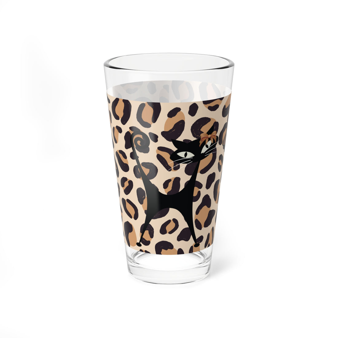 Atomic Cats 50s Mid Century Modern Barware, Kitschy Fun Leopard Print Glass