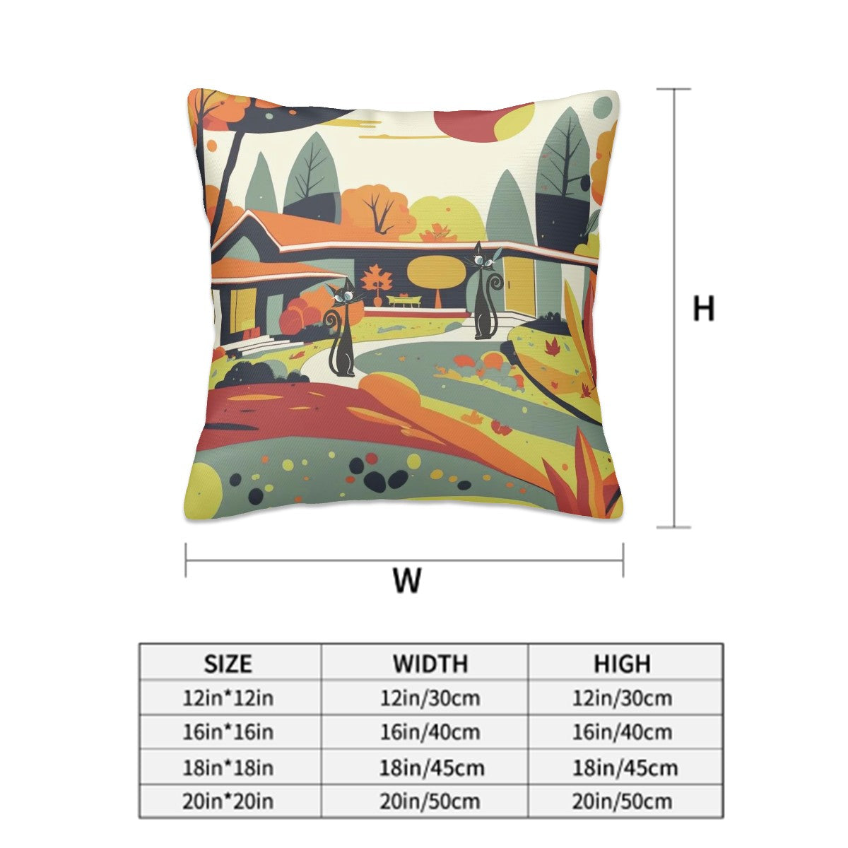 Mid Century Modern Fall Scandinavian  Atomic Cat Kitschy Designed Seasonal Pillow Covers - Mid Century Modern Gal