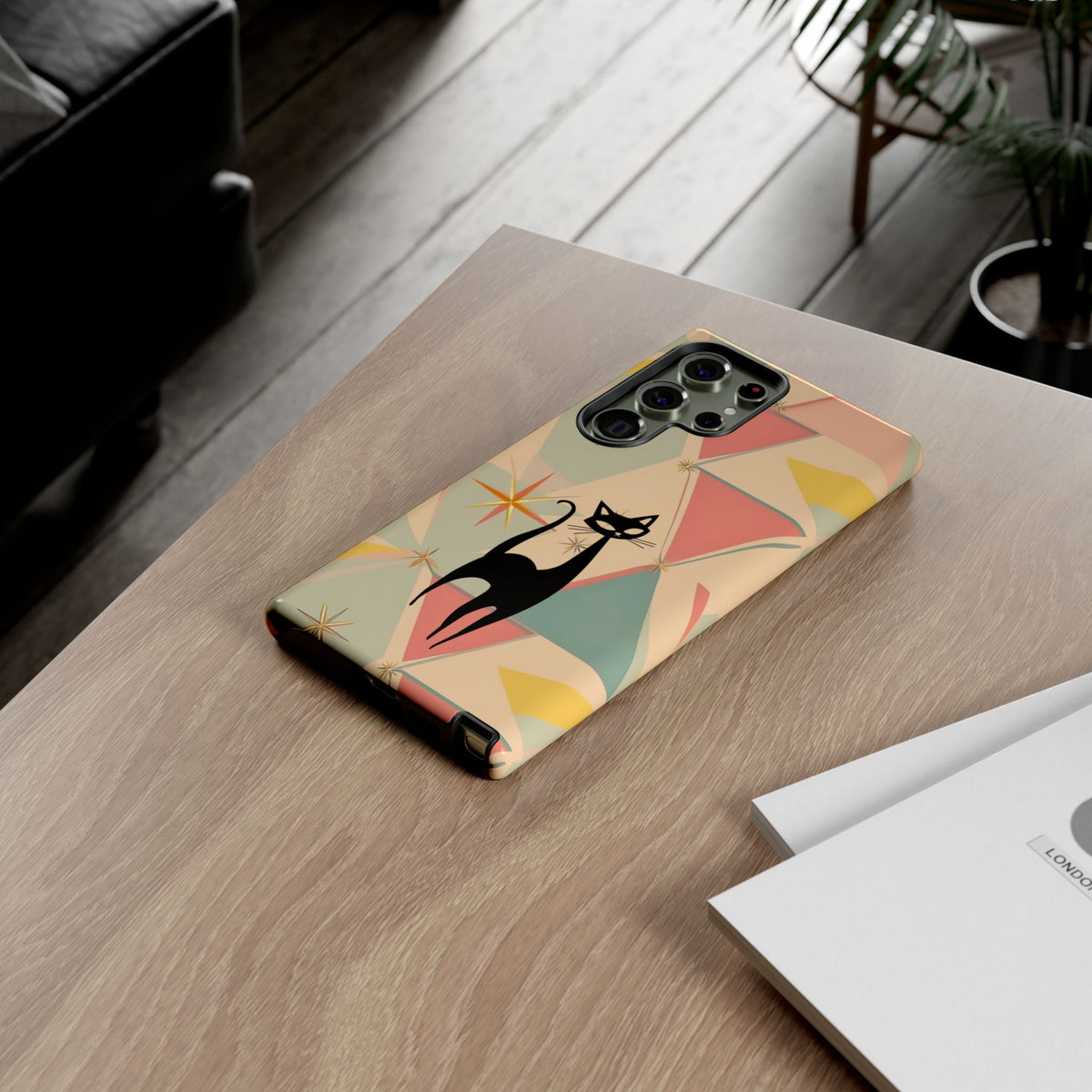 Atomic Cat Mid Mod Retro Cat Phone Case | Tough Cases with Vintage Vibe | Ideal for Cat Lovers