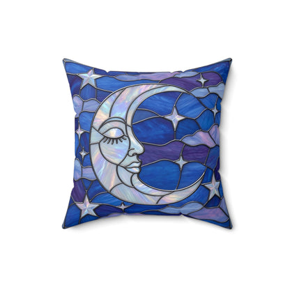 Halloween Stained Glass Style Night Sky Moon Stars Clouds Pillow Cover and Insert - Mid Century Modern Gal