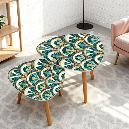 Art Deco Peacock Inspired Nesting Tables - Mid Century Modern Gal