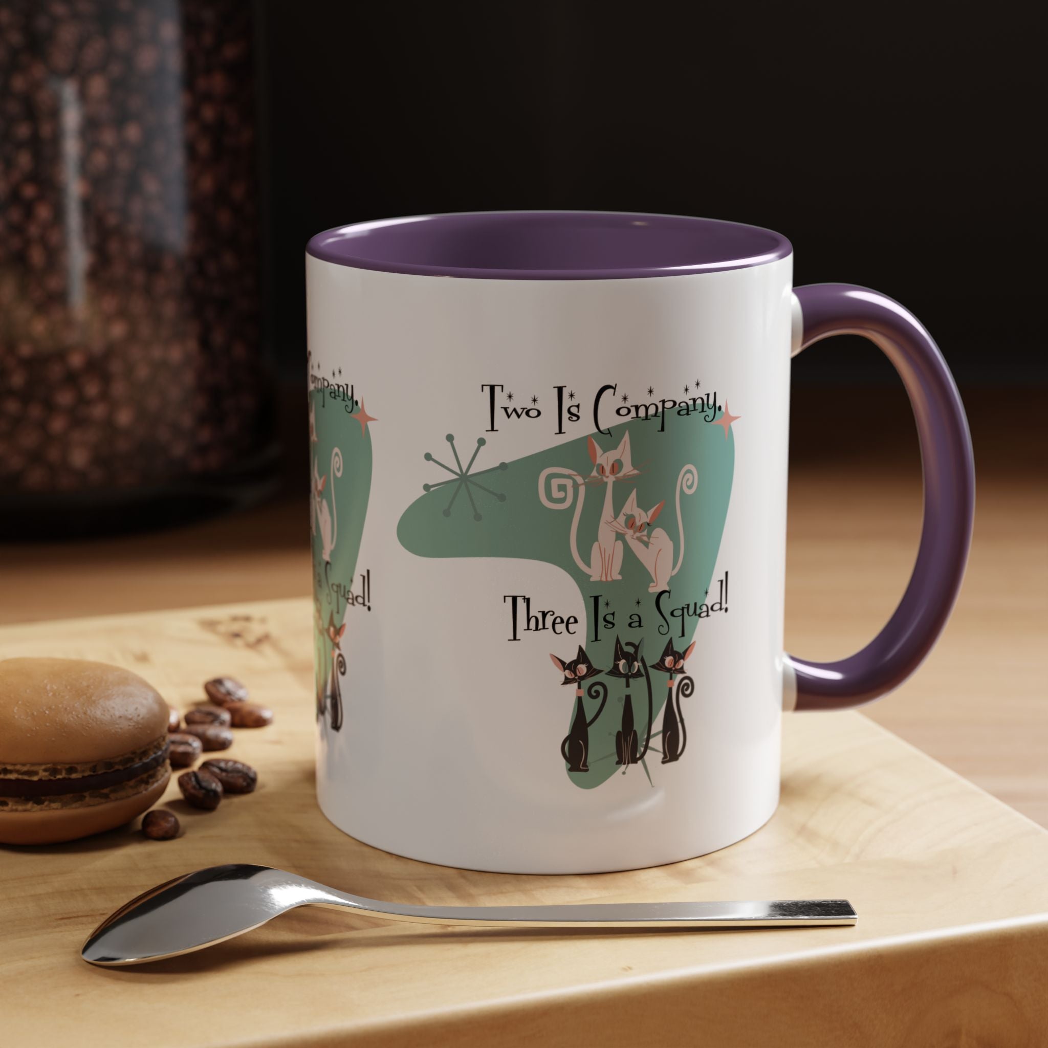 Atomic Cat Mug, Kitschy Cute Co-Worker, Best Mid Mod Charming Cat Coffee Mug - Mid Century Modern Gal