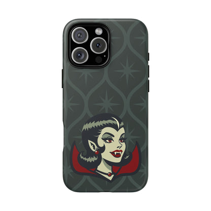 Vampire Dracula Girl Halloween Goth Horror Buff MCM Green Tough Phone Case