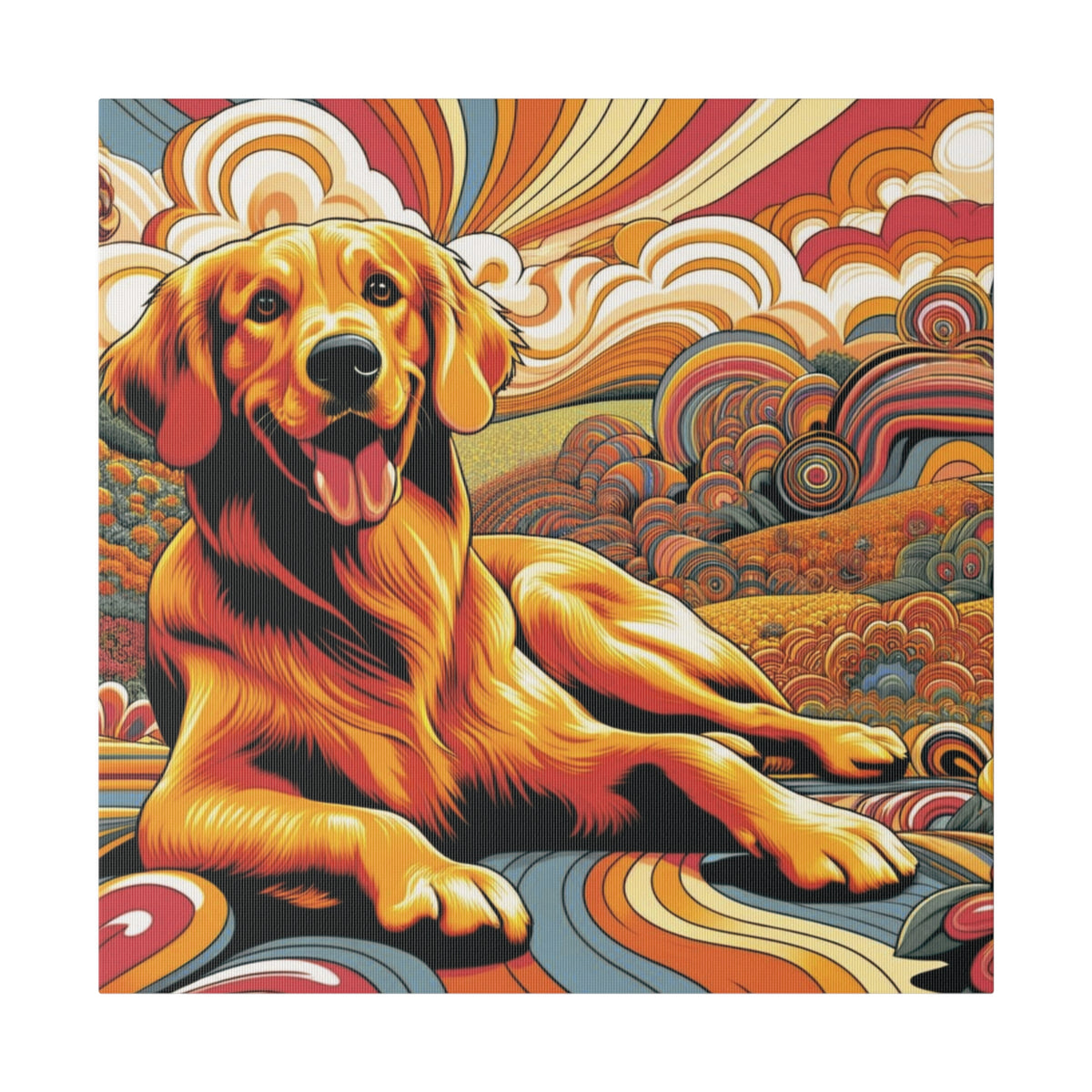 Golden Retriever Gift, Retro Wall Art, Groovy Hipster Style Mod, Golden Mom Dog Lover Wall Art - Mid Century Modern Gal