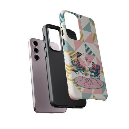 Atomic Cats Reading, Book Talk, Book Lover, Retro Chic Phone Case with Retro Vibe - Cozy Living Room Design