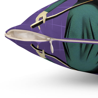 Mid Century Modern Vintage Pin Up Witch Halloween Purple Teal Halloween Pillow Cover and Insert - Mid Century Modern Gal