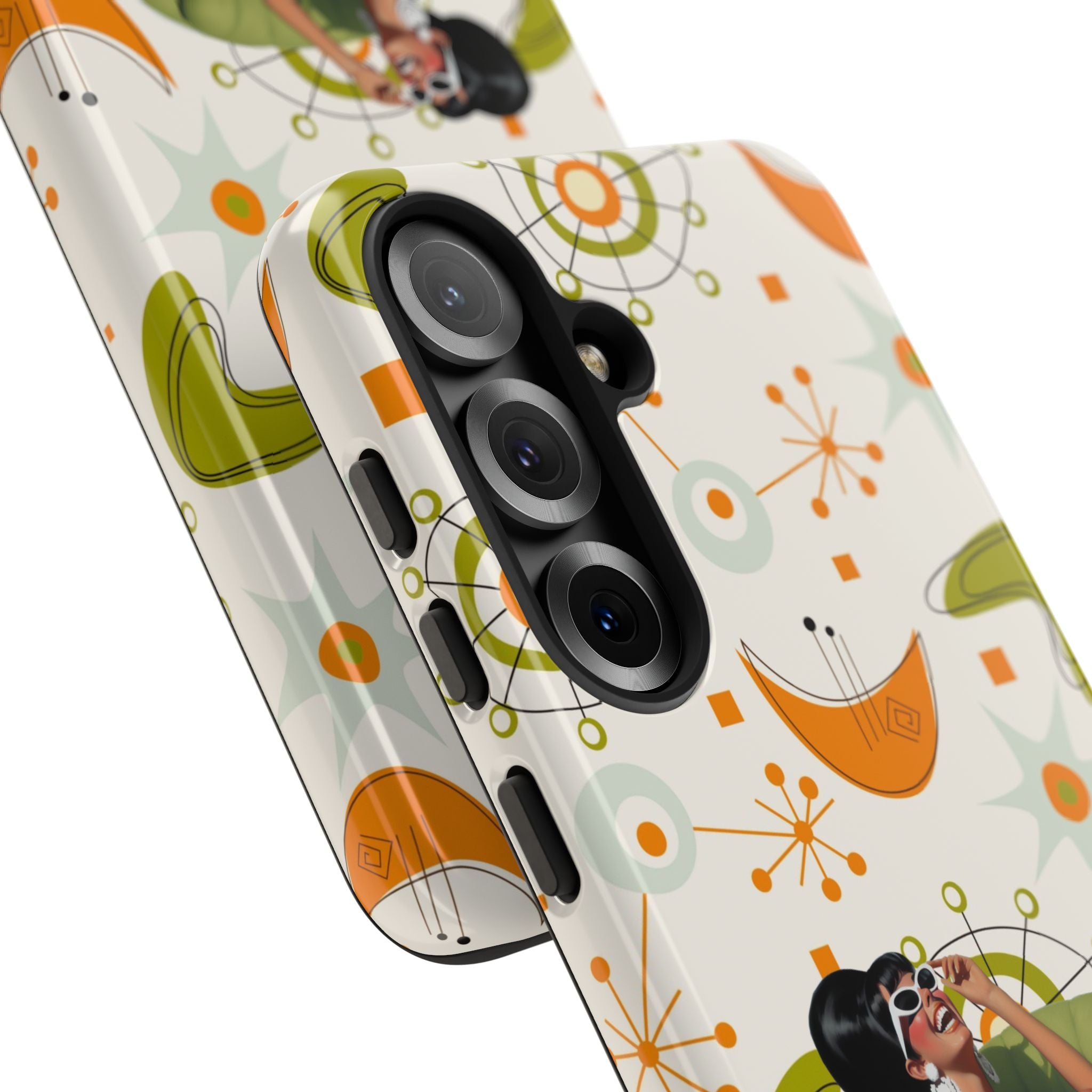 Mid Century Modern Atomic Starburst Mid Mod 60s Gal Retro Chic Tough Phone Case with Vintage Glamour Design