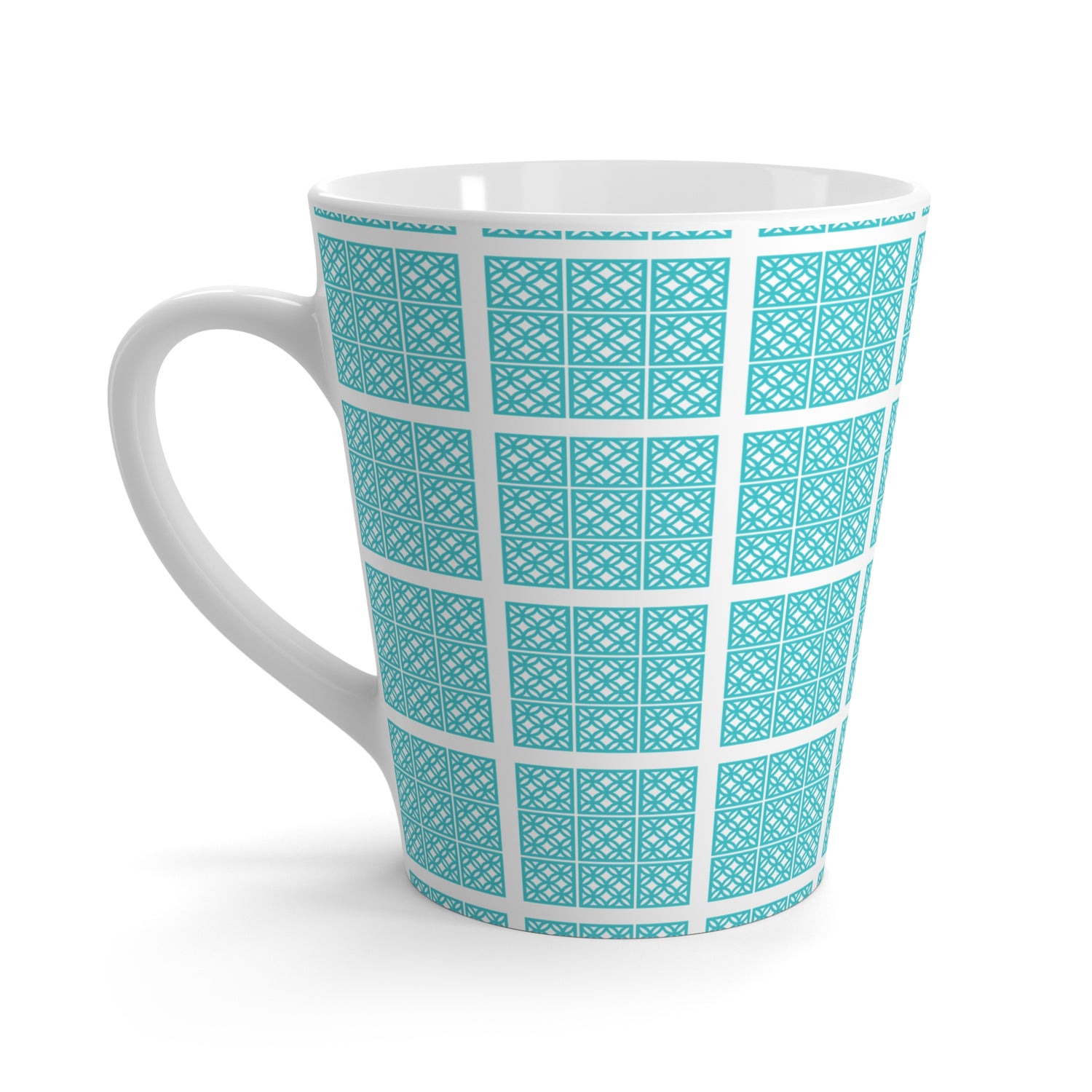 Mid Century Modern Breeze Block Blue, Kitschy Mod Latte Mug - Perfect for Coffee Lovers &amp; Gift Giving - Mid Century Modern Gal