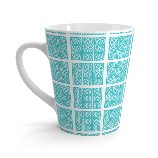 Mid Century Modern Breeze Block Blue, Kitschy Mod Latte Mug - Perfect for Coffee Lovers & Gift Giving