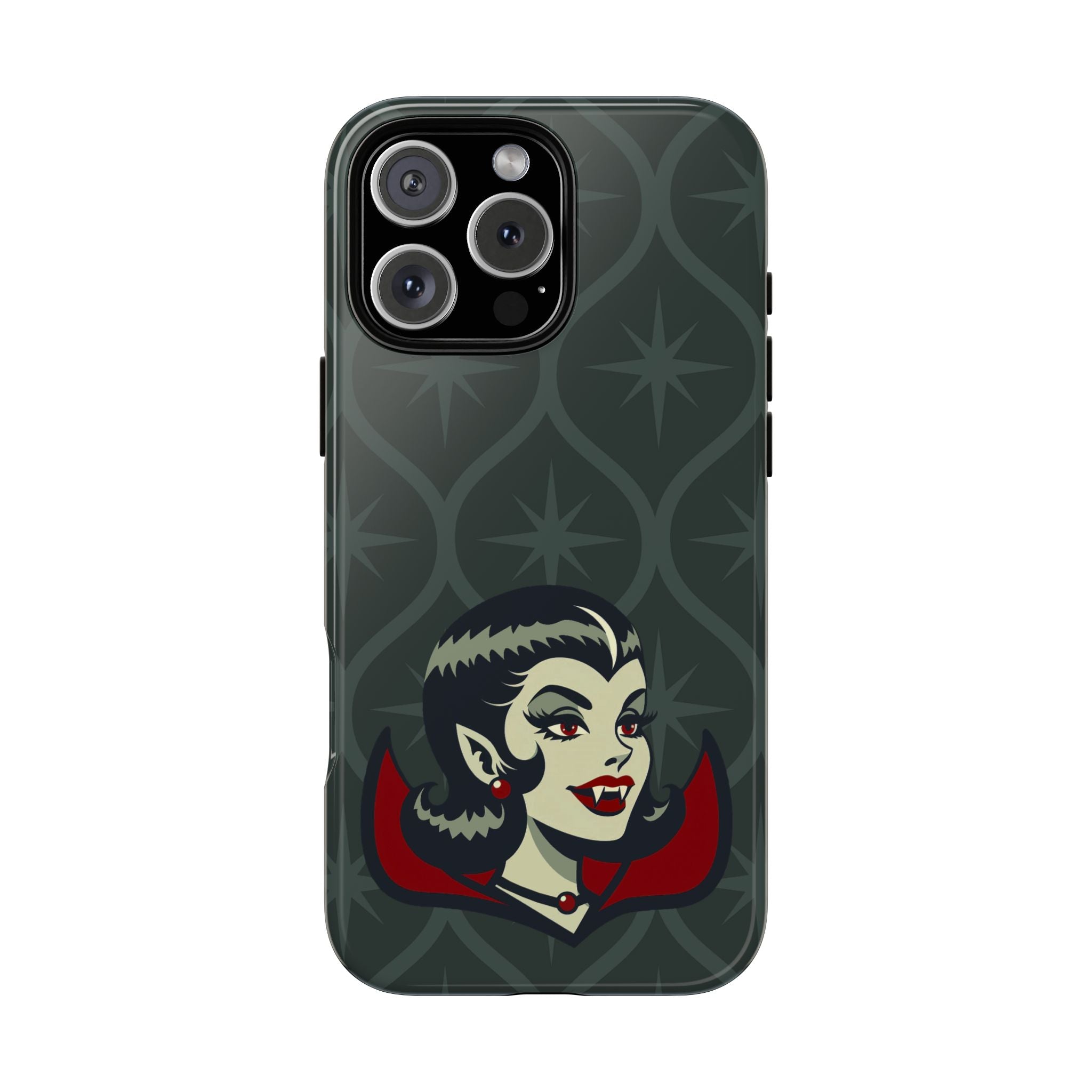 Vampire Dracula Girl Halloween Goth Horror Buff MCM Green Tough Phone Case