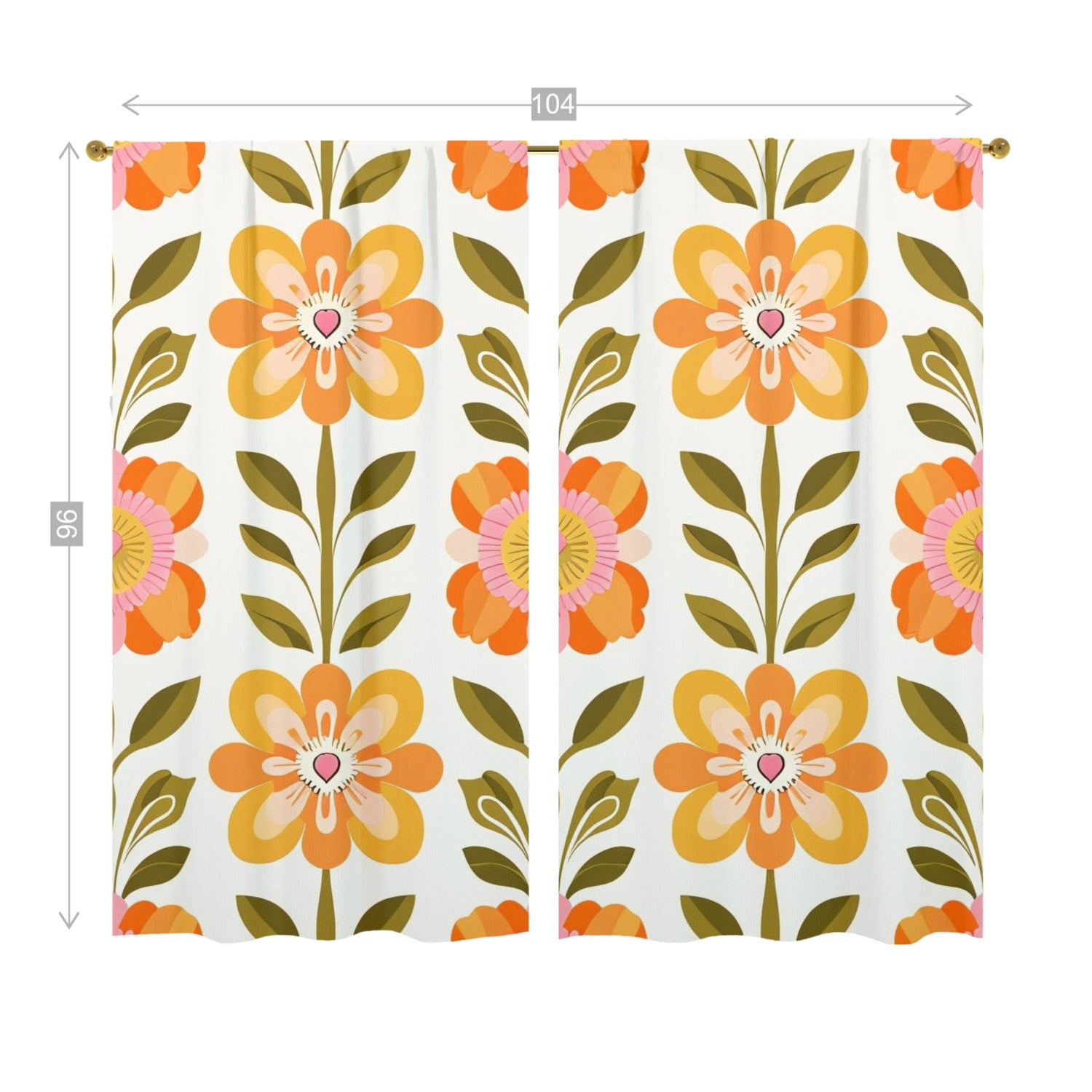 Scandinavian Mid Century Modern Pretty Floral Modern Danish Window Curtains (two panels) - Mid Century Modern Gal