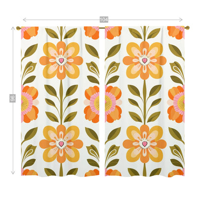Scandinavian Mid Century Modern Pretty Floral Modern Danish Window Curtains (two panels) - Mid Century Modern Gal