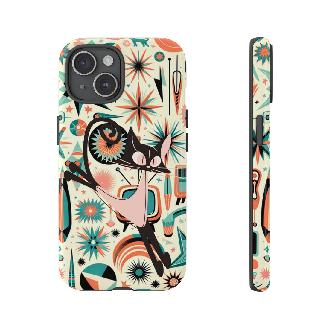 Atomic Kitty Boomerang Space Kitty Mid Century Modern Samsung, Smart Phone, Tough Cases - Mid Century Modern Gal