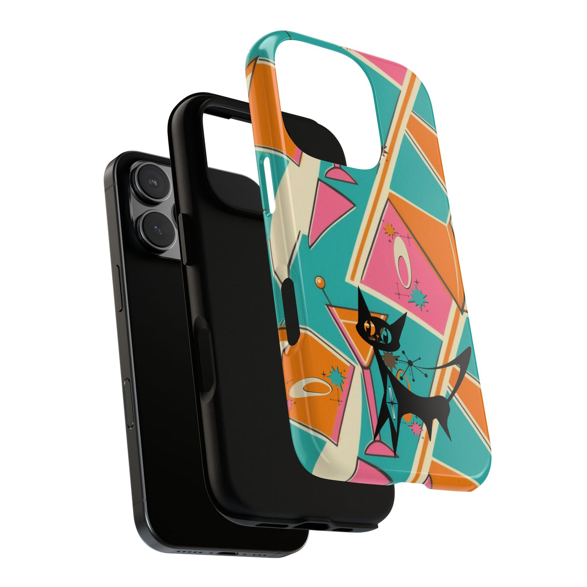 Atomic Cat Mid Mod Retro Cat Phone Case - Tough Cases for Stylish Cat Lovers