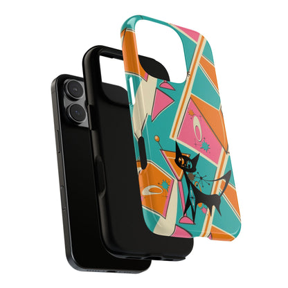 Atomic Cat Mid Mod Retro Cat Phone Case - Tough Cases for Stylish Cat Lovers