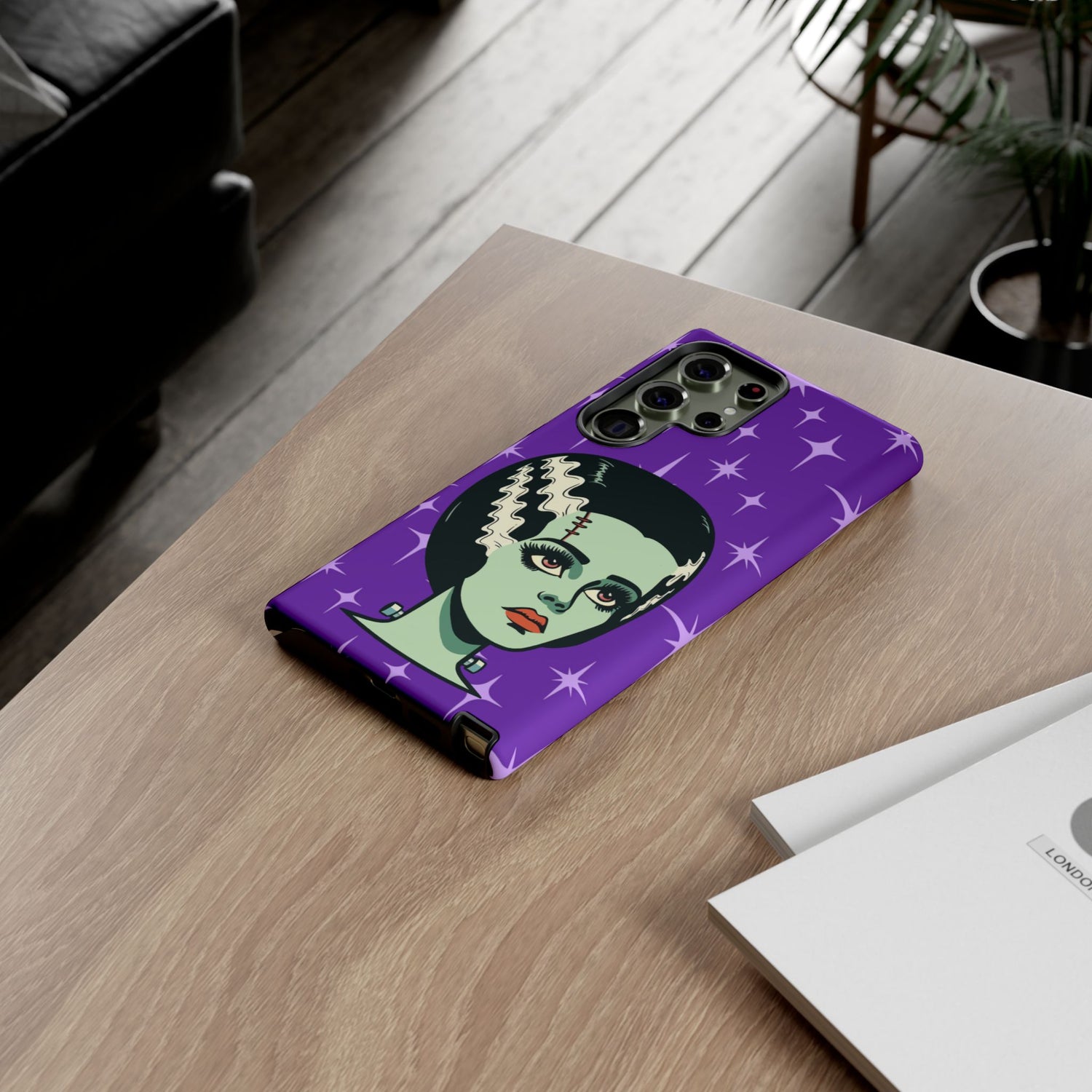 Bride of Frankenstein Retro Mid Mod Horror Buff Purple Halloween Tough Phone Case
