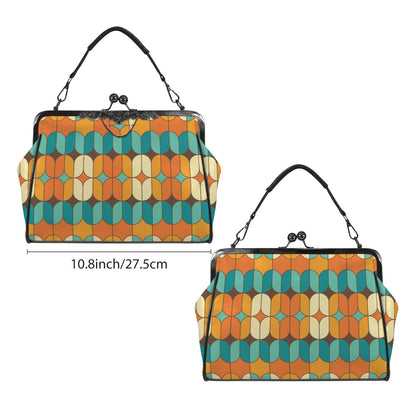 Mid Century Modern Orange Teal Kisslock Crossbody Purse - Mid Century Modern Gal