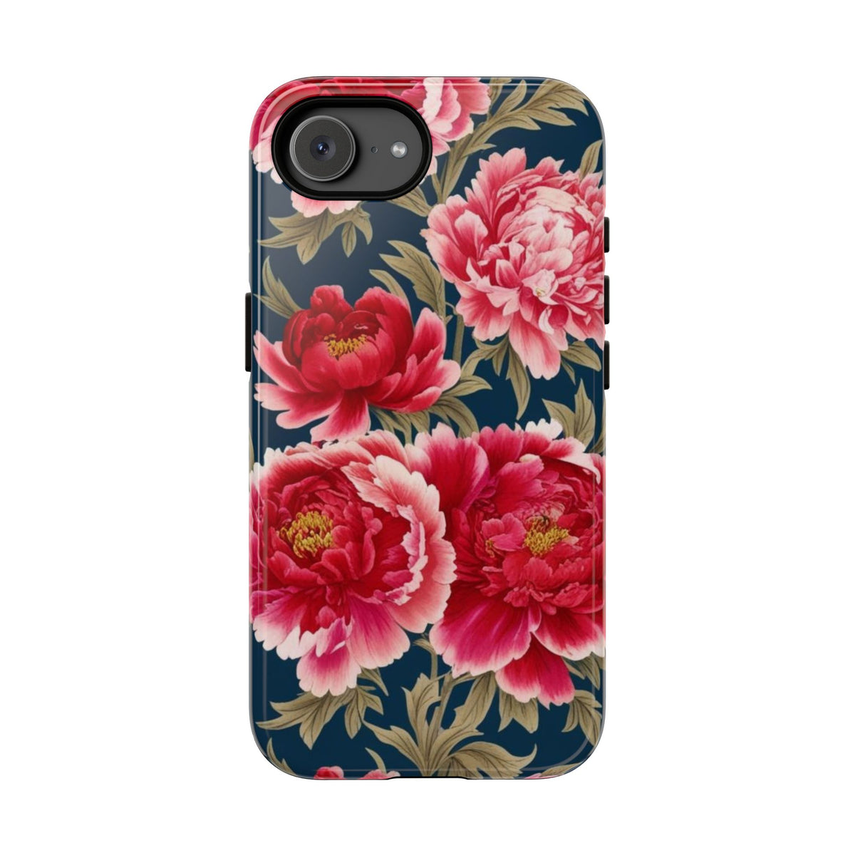 Chinoiserie Royal Blue Pink, Red Roses And Peony Floral Tough Phone Case