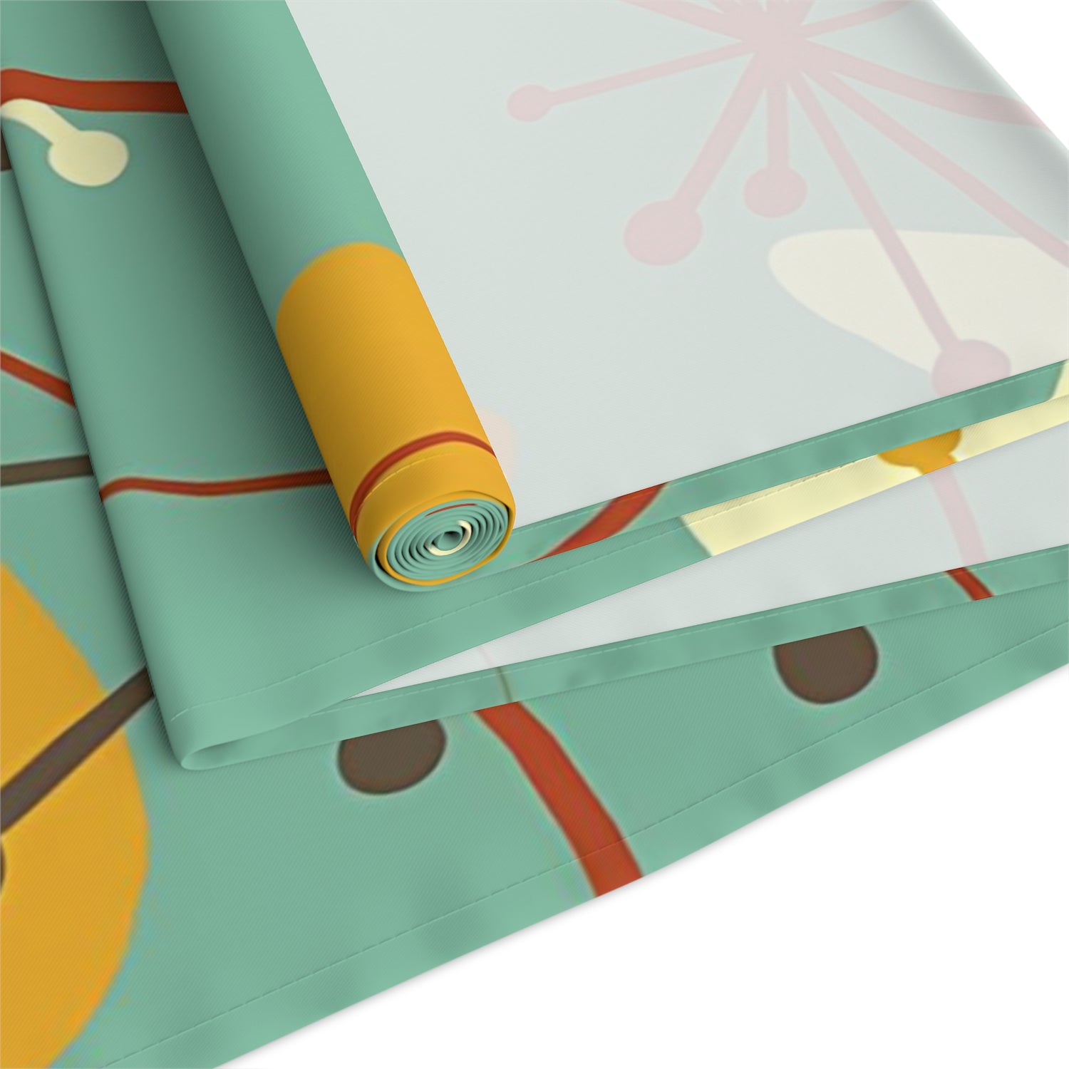 Mid Century Modern Mint Blue Grass Mustard yellow Retro Abstract MCM Home Decor Table Runner - Mid Century Modern Gal