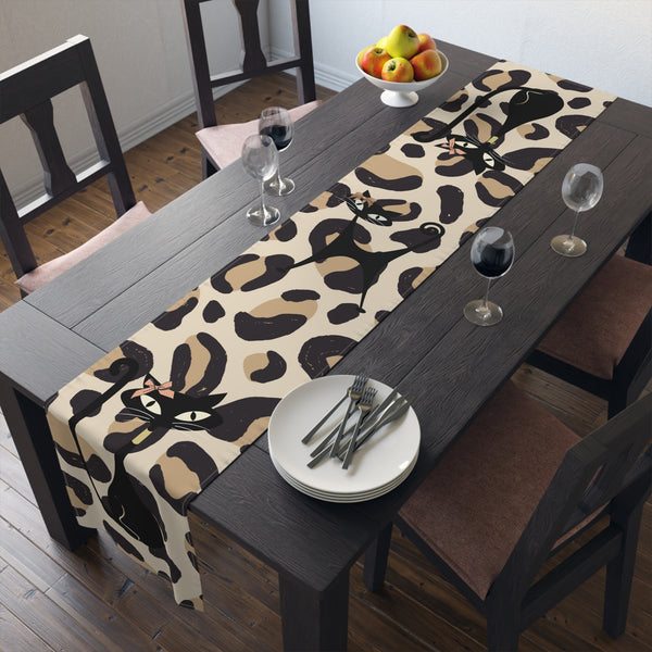 Atomic Cat Leopard Print Boujee Dining Room, Kitchen, Sideboard, Mid Mod Table Runner