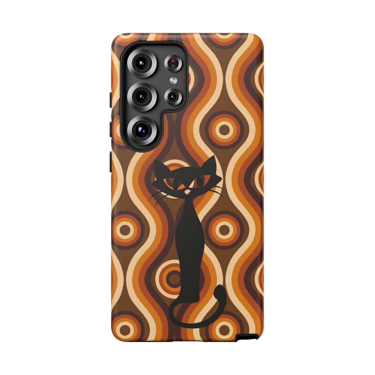 Retro Phone Case, Groovy Brown, Atomic Kitsch Cat Tough Smart Phone Cases