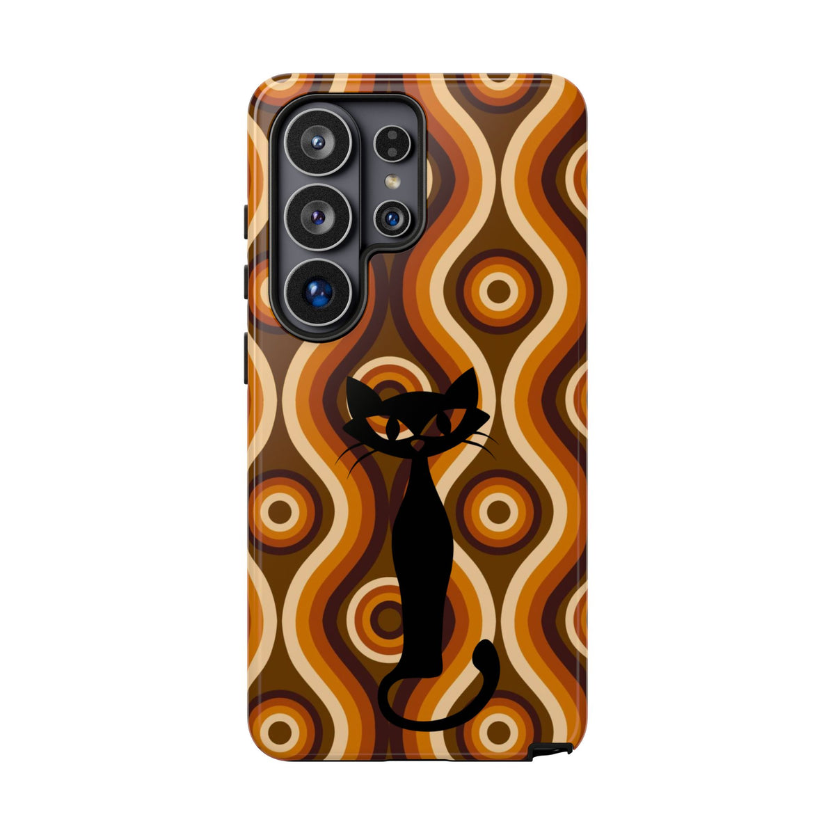 Retro Phone Case, Groovy Brown, Atomic Kitsch Cat Tough Smart Phone Cases