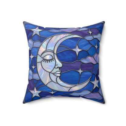 Halloween Stained Glass Style Night Sky Moon Stars Clouds Pillow Cover and Insert - Mid Century Modern Gal