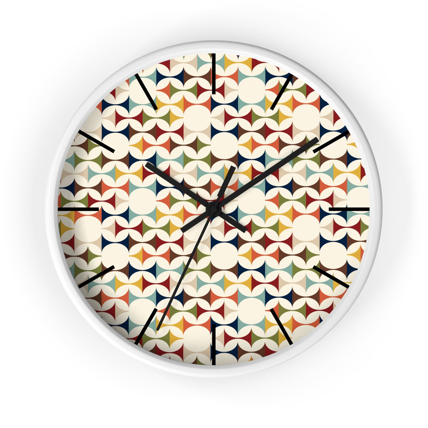 Mid Century Modern Scandinavian Designed, Geometric Retro Colorful Retro Wall Clock