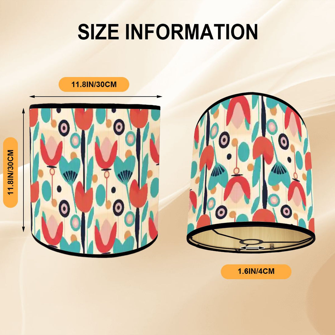 Retro Scandinavian Floral Mid Mod Bamboo Drum Lampshade - Mid Century Modern Gal