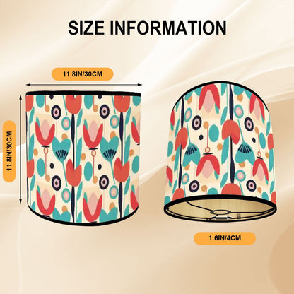 Retro Scandinavian Floral Mid Mod Bamboo Drum Lampshade - Mid Century Modern Gal