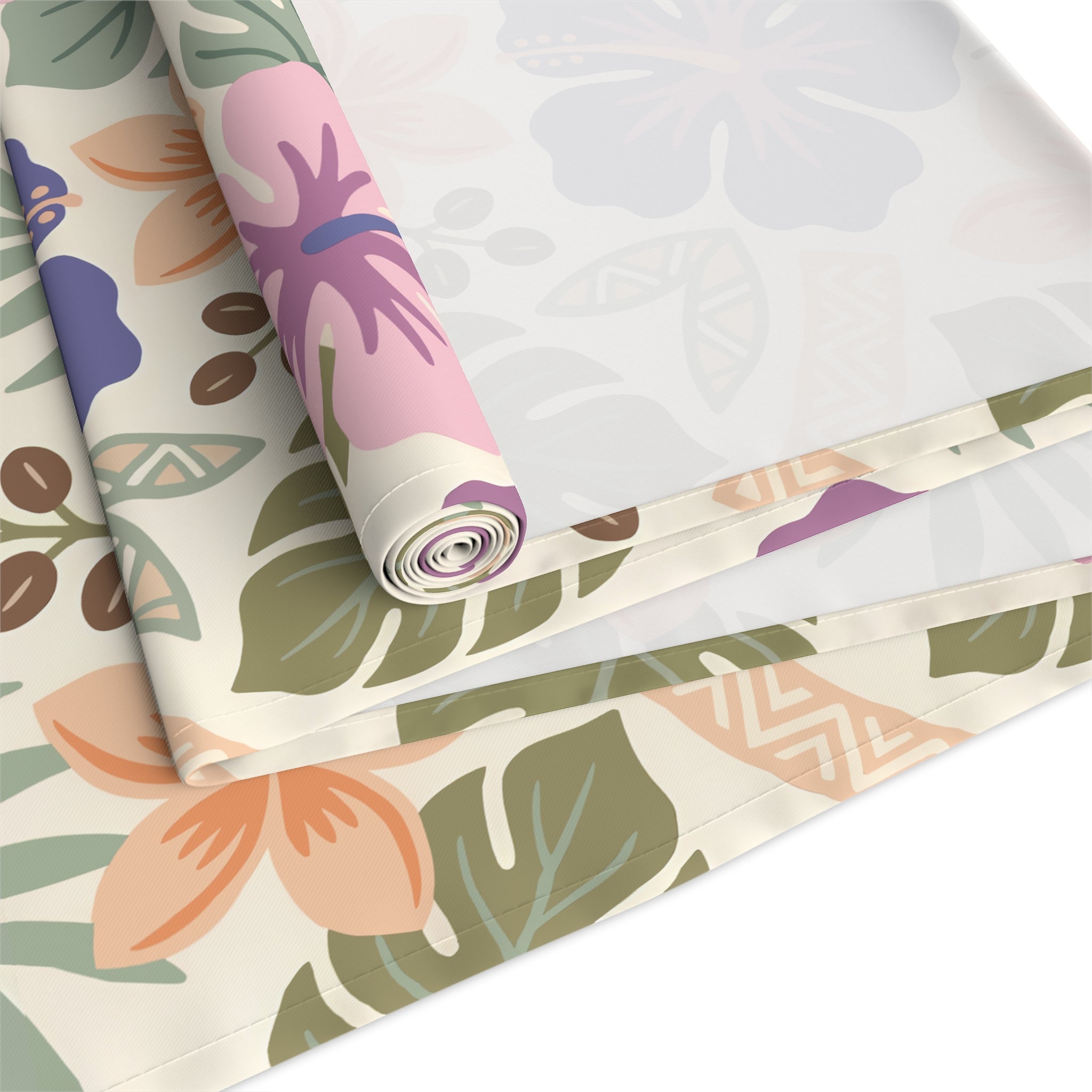 Retro Tropical Tiki Summer, Hawaiian Hibiscus Purple Table Runner