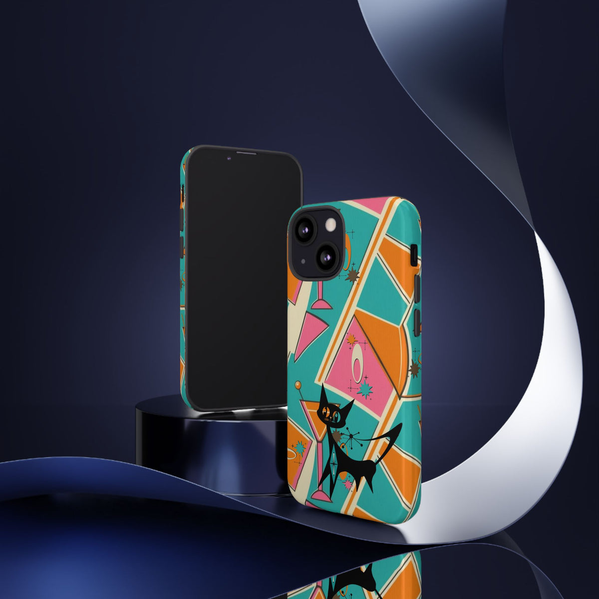 Atomic Cat Mid Mod Retro Cat Phone Case - Tough Cases for Stylish Cat Lovers