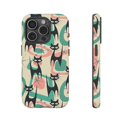 Atomic Cat Mid Century Modern Starburst Retro Kitsch Tough Phone Case