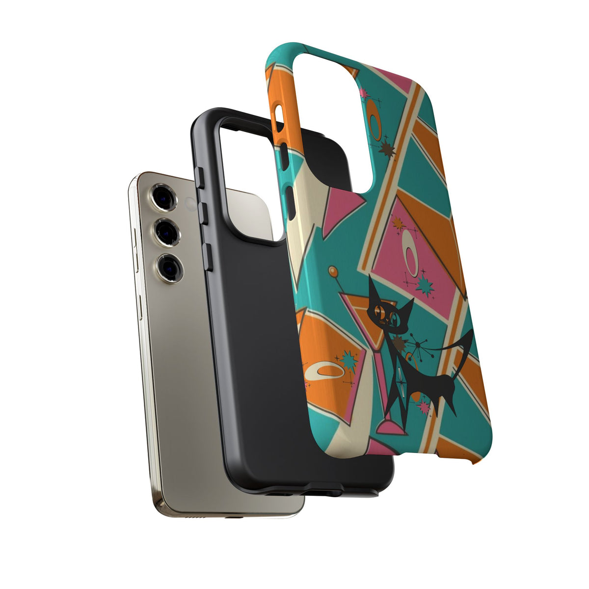 Atomic Cat Mid Mod Retro Cat Phone Case - Tough Cases for Stylish Cat Lovers