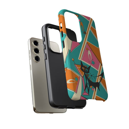 Atomic Cat Mid Mod Retro Cat Phone Case - Tough Cases for Stylish Cat Lovers