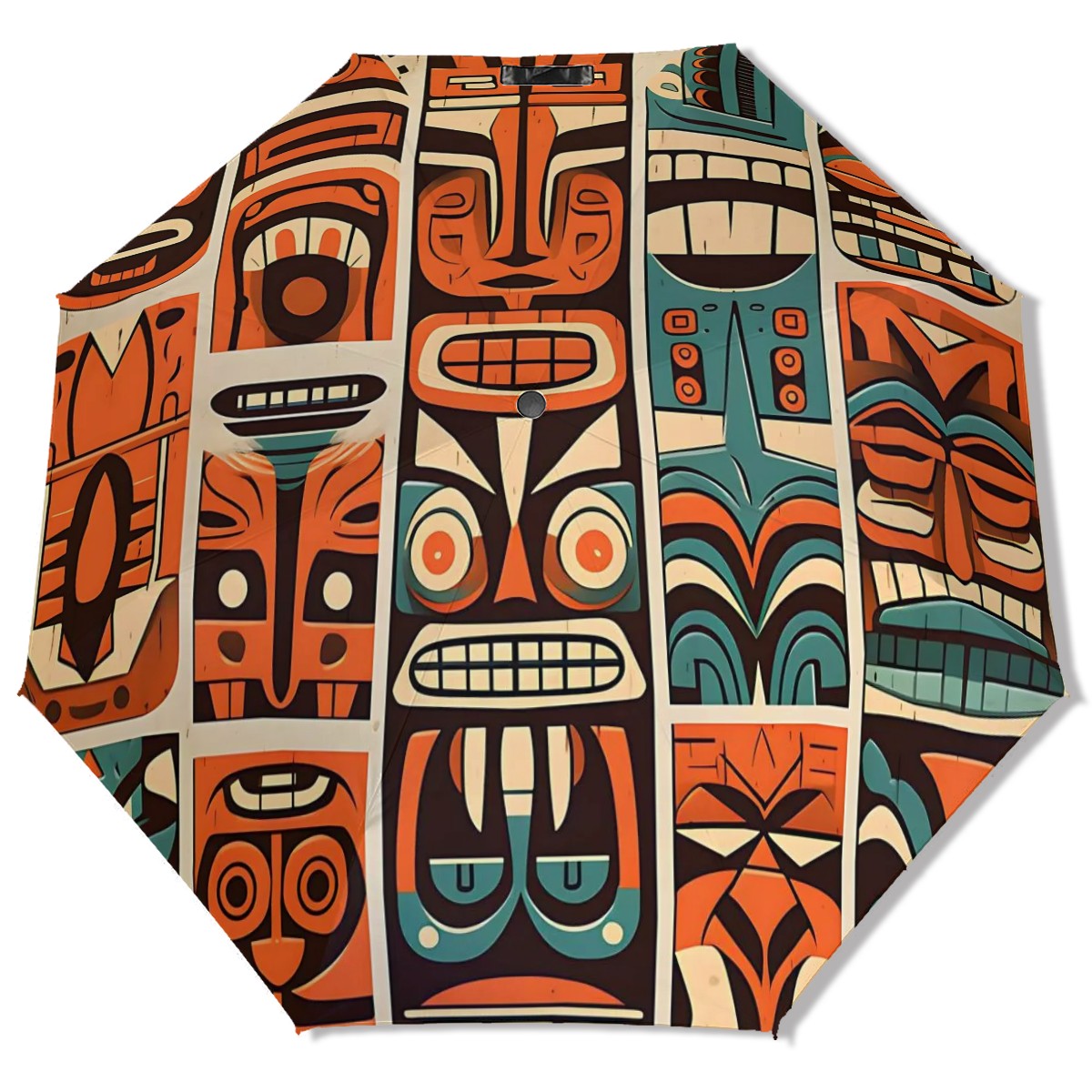 Tiki Idol Mid Mod Funky UV Protection Umbrella - Mid Century Modern Gal