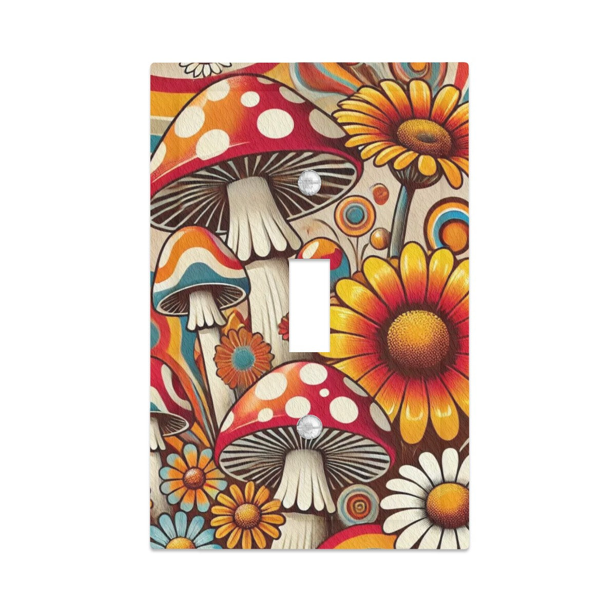 70s Groovy Merry Mushroom Mod Leather Texture Switch Cover 1-Gang 1 Toggle