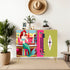 Mid Century Modern Mermaid Kitschy Hot Pink, Green Atomic Coctail MCM Bar Cabinet Wooden Storage Cabinet - Mid Century Modern Gal