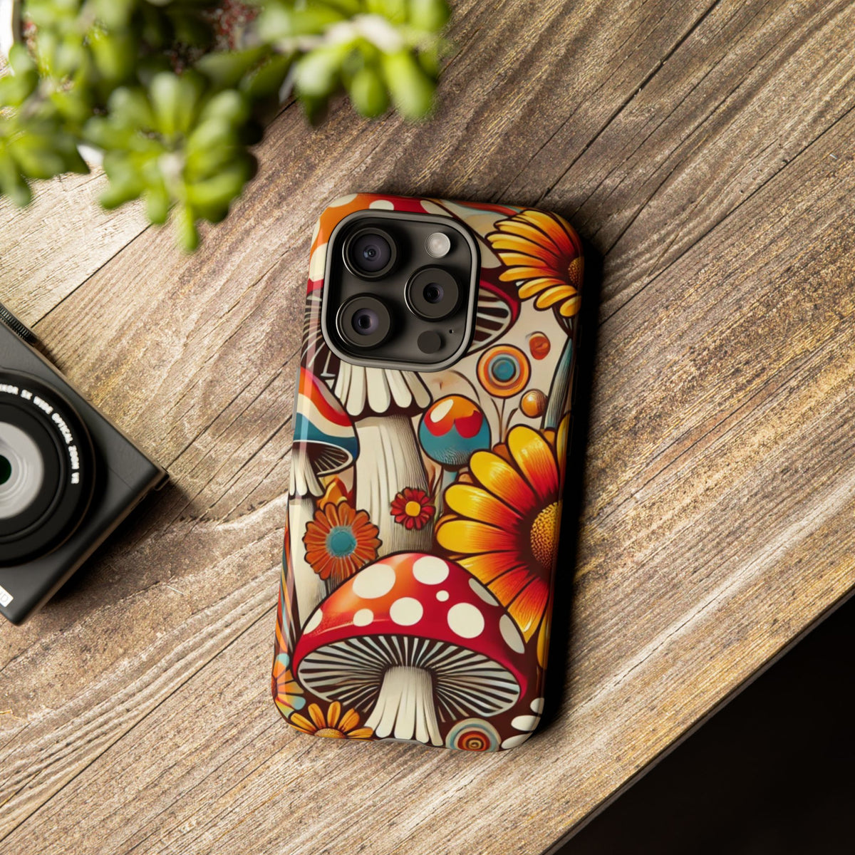 Colorful Mushroom Flower Phone Case - Boho Chic Design