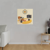 Atomic Cat Art, Mid Century Modern Chair, Retro TV, Shag Rug, Atomic Clock, MCM Matte Canvas Art - Mid Century Modern Gal