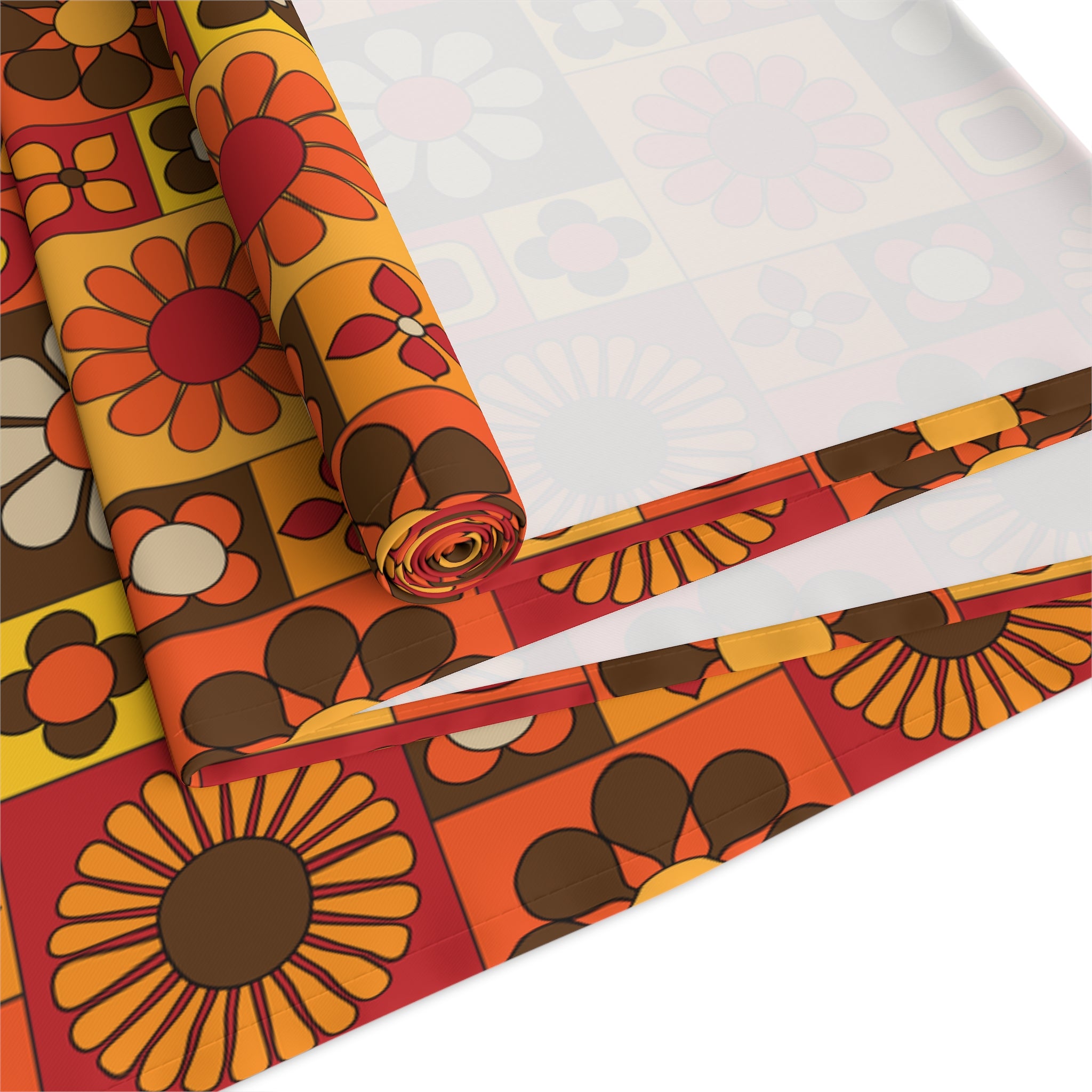 Retro 70s Groovy Mid Mod Floral Table Runner - Mid Century Modern Gal