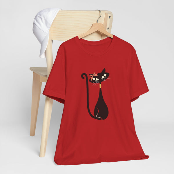 Atomic Cat Mid Century Modern Retro Trendy Hip Unisex Jersey Short Sleeve Tee