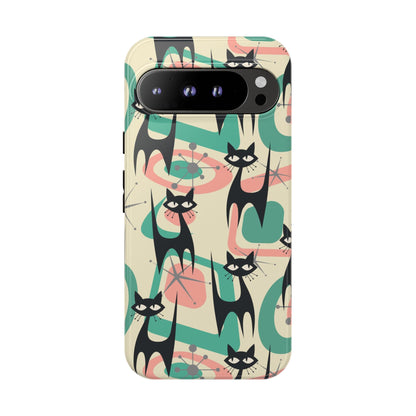 Atomic Cat Mid Century Modern Starburst Retro Kitsch Tough Phone Case