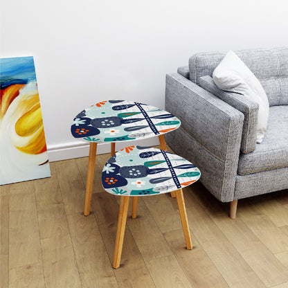 Modern Scandinavian Hygee Floral Modern Danish Nesting Tables - Mid Century Modern Gal
