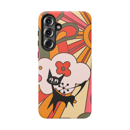 Atomic Cat, Retro Sunburst, Groovy Mod Smart Phone Tough Phone Cases