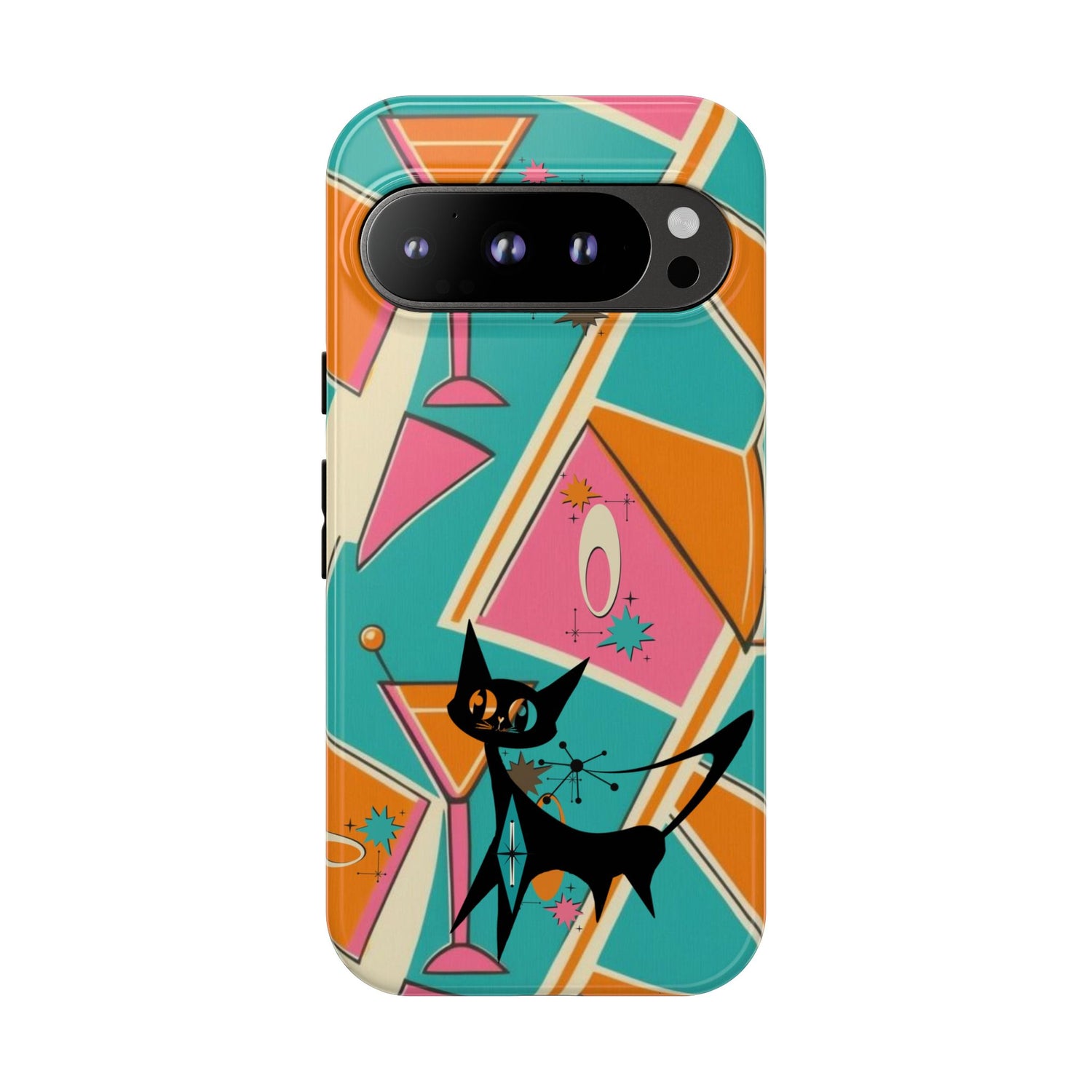 Atomic Cat Mid Mod Retro Cat Phone Case - Tough Cases for Stylish Cat Lovers