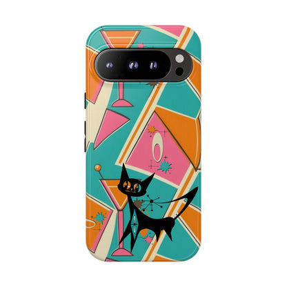 Atomic Cat Mid Mod Retro Cat Phone Case - Tough Cases for Stylish Cat Lovers