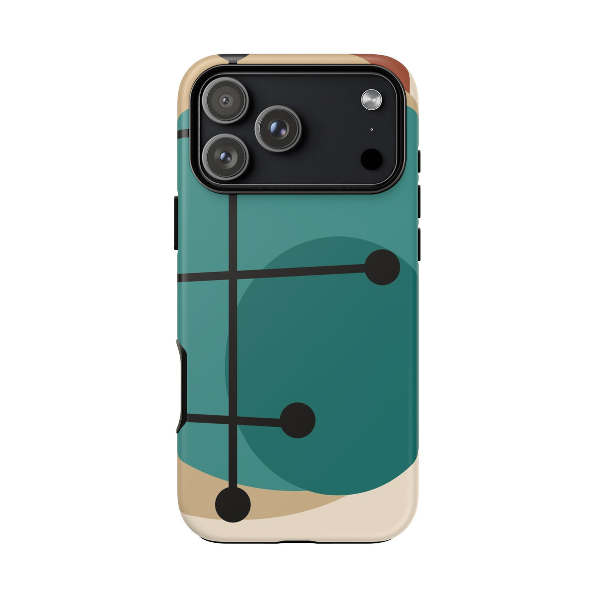 Mid Century Mod, Geometric, Retro Beige Teal Blue, Smart Phones Tough Phone Cases
